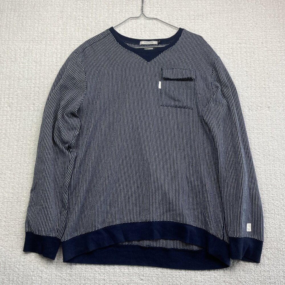 Vintage Y2K Mark Ecko Cut & Sew Pullover Sweater Men’s M Pocket Blue / White